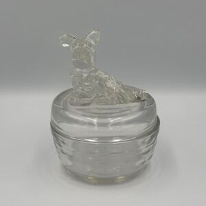 Vintage 1940's Jeanette Clear‎ Glass Scottie Dog Powder Trinket Dish